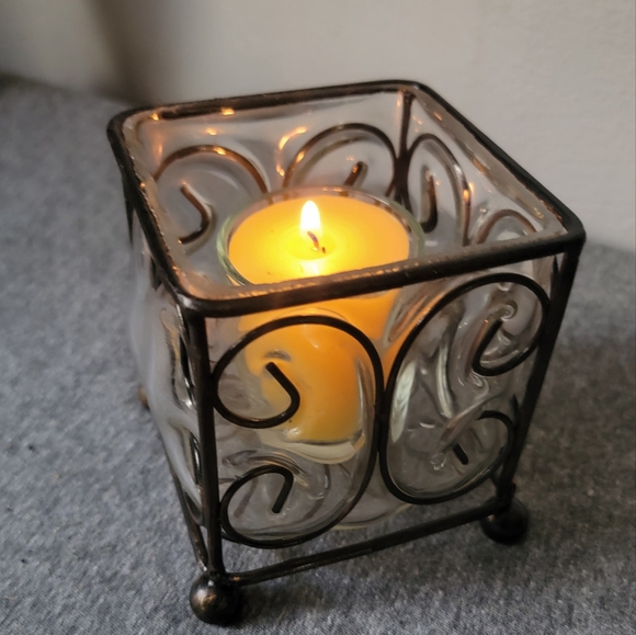 Vintage Home Interiors Leaded Iron Glass Candleholder Votive NIB - Picture 5 of 13